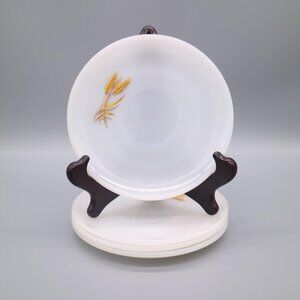 Anchor Hocking Fire King Golden Wheat Milk Glass Saucer Butter Plates (Set of 4)